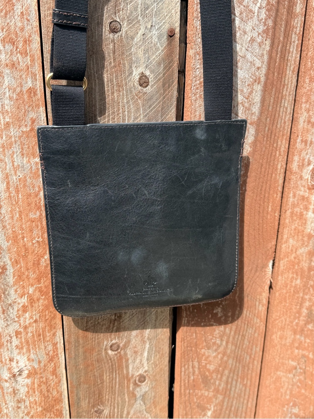 Black Leather Crossbody Bag with Adjustable Strap - Picture 7 of 7